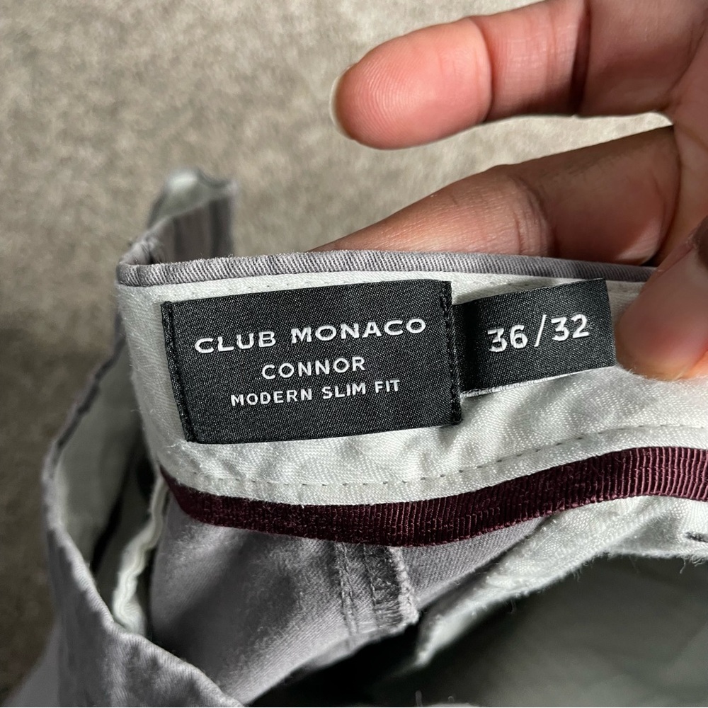 Club Monaco Pants Mens 36x32 Gray Connor Modern Slim Fit Chino Stretch Preppy - Picture 6 of 11